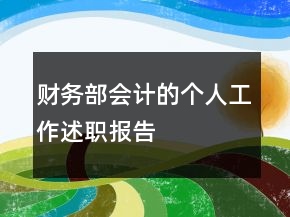 財務(wù)部會計的個人工作述職報告