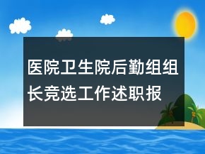 醫(yī)院衛(wèi)生院后勤組組長(zhǎng)競(jìng)選工作述職報(bào)告