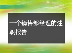 一個銷售部經(jīng)理的述職報告