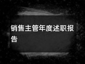 銷售主管年度述職報告