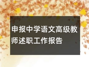 申報中學語文高級教師述職工作報告