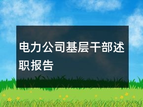 電力公司基層干部述職報(bào)告