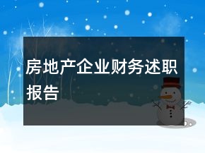 房地產(chǎn)企業(yè)財(cái)務(wù)述職報(bào)告