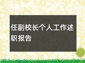 任副校長個人工作述職報告