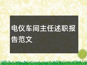 電儀車間主任述職報告范文