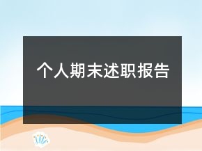 個人期末述職報告