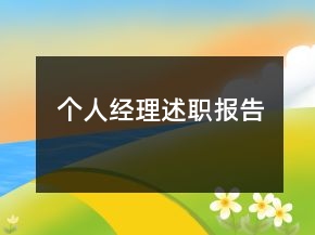 個人經(jīng)理述職報告
