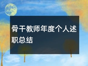 骨干教師年度個人述職總結(jié)