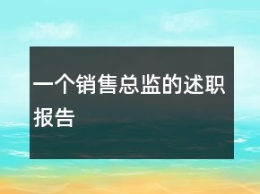 一個(gè)銷售總監(jiān)的述職報(bào)告