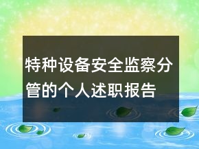 特種設(shè)備安全監(jiān)察分管的個人述職報告