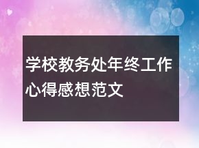學(xué)校教務(wù)處年終工作心得感想范文