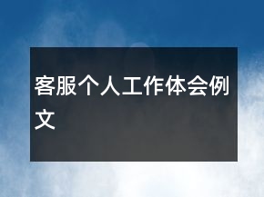客服個(gè)人工作體會(huì)例文