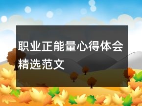 職業(yè)正能量心得體會精選范文