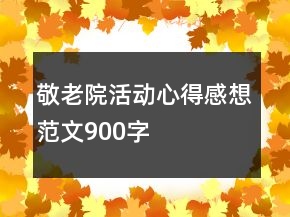 敬老院活動心得感想范文900字