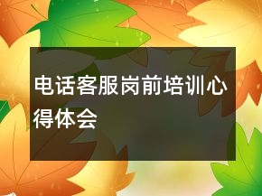 電話客服崗前培訓(xùn)心得體會