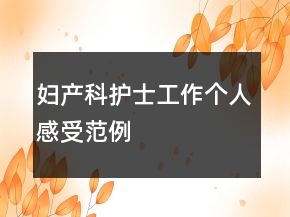 婦產(chǎn)科護(hù)士工作個人感受范例