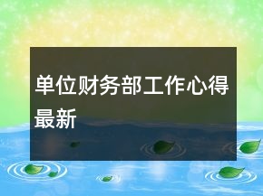 單位財(cái)務(wù)部工作心得最新