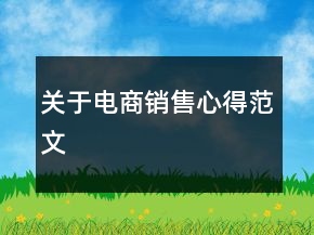 關(guān)于電商銷售心得范文