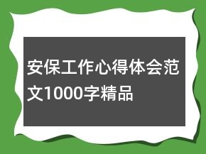 安保工作心得體會范文1000字精品