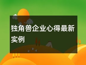 獨(dú)角獸企業(yè)心得最新實(shí)例
