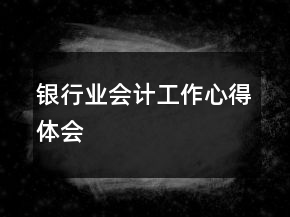 銀行業(yè)會計工作心得體會