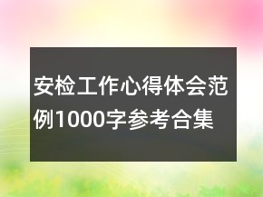 安檢工作心得體會范例1000字參考合集