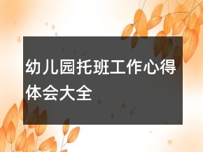 幼兒園托班工作心得體會大全