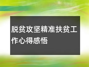 脫貧攻堅(jiān)精準(zhǔn)扶貧工作心得感悟