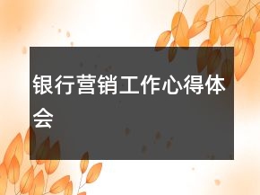 銀行營銷工作心得體會(huì)