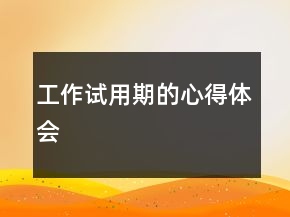 工作試用期的心得體會(huì)