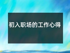 初入職場(chǎng)的工作心得