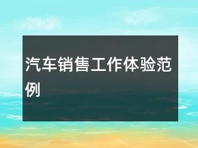 汽車銷售工作體驗范例