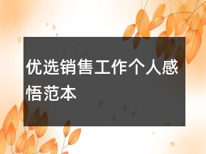 優(yōu)選銷售工作個(gè)人感悟范本