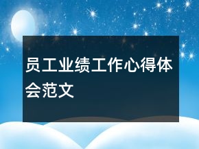 員工業(yè)績工作心得體會范文