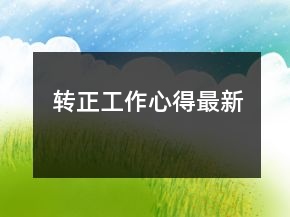 轉(zhuǎn)正工作心得最新