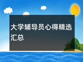 大學(xué)輔導(dǎo)員心得精選匯總