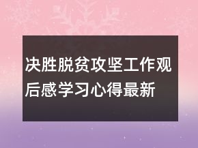 決勝脫貧攻堅(jiān)工作觀后感學(xué)習(xí)心得最新