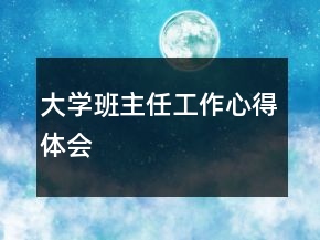 大學(xué)班主任工作心得體會(huì)