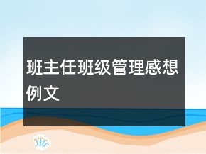 班主任班級管理感想例文