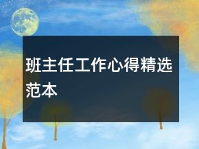 班主任工作心得精選范本