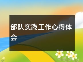 部隊實踐工作心得體會