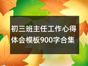初三班主任工作心得體會模板900字合集