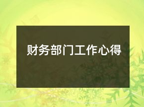 財務(wù)部門工作心得