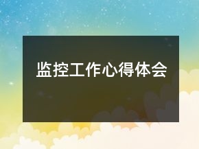 監(jiān)控工作心得體會(huì)