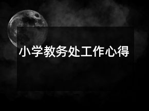 小學(xué)教務(wù)處工作心得