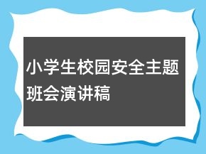 小學(xué)生校園安全主題班會(huì)演講稿
