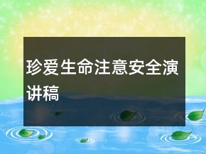 珍愛生命注意安全演講稿