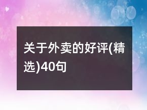關于外賣的好評(精選)40句