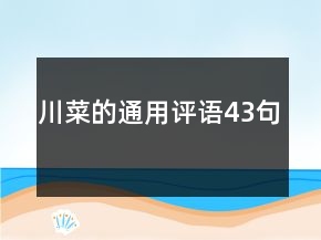 川菜的通用評語43句