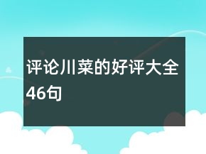 評論川菜的好評大全46句